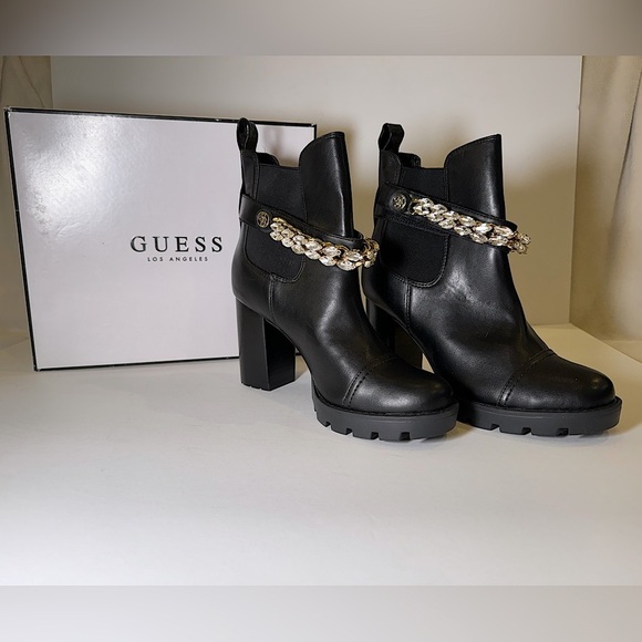 GUESS Ankle Boots with Chain Detail Ankle Strap in box - Picture 7 of 12